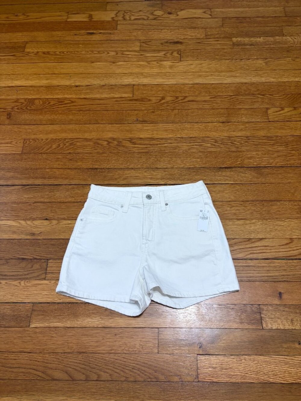 Old Navy O.G. Straight High-Rise Denim Shorts Women's Size 0 White Stretch NWT